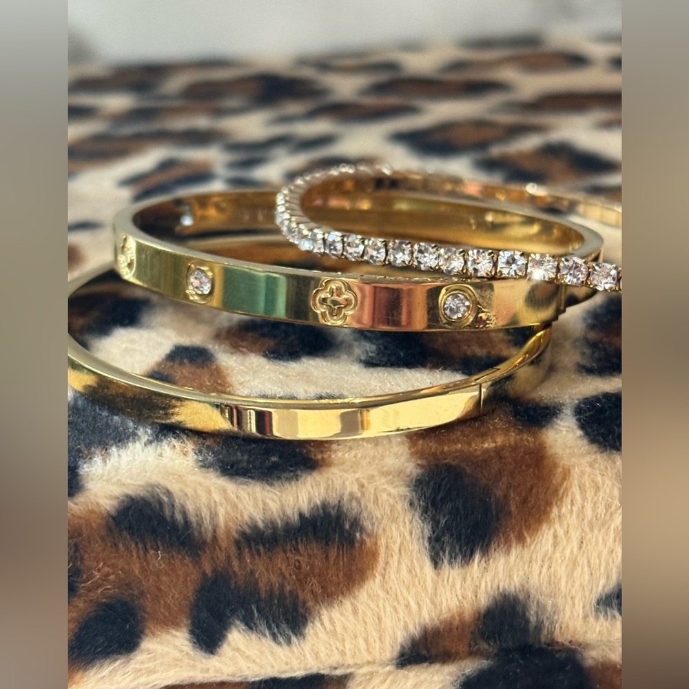 Bangle Bracelet Set Gold-Toned Stainless Steel (3) - Picture 3 of 5